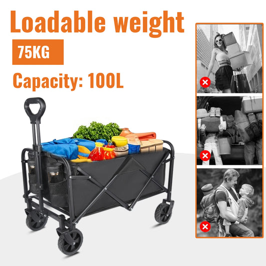 Nomadia Heavy Duty – Chariot pliable 4 roues grande capacité tout-terrain