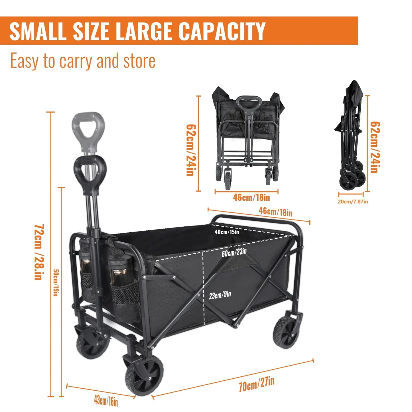 Nomadia Heavy Duty – Chariot pliable 4 roues grande capacité tout-terrain
