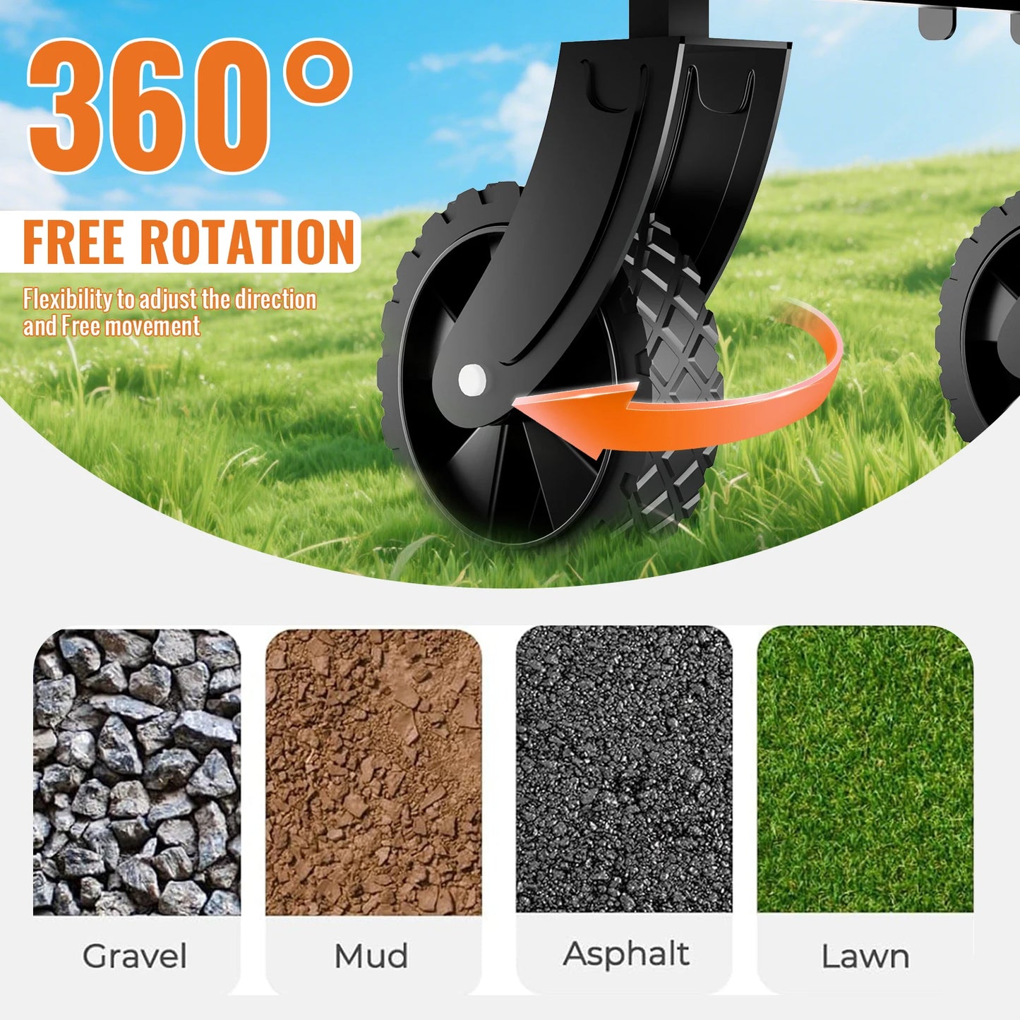 Nomadia Heavy Duty – Chariot pliable 4 roues grande capacité tout-terrain
