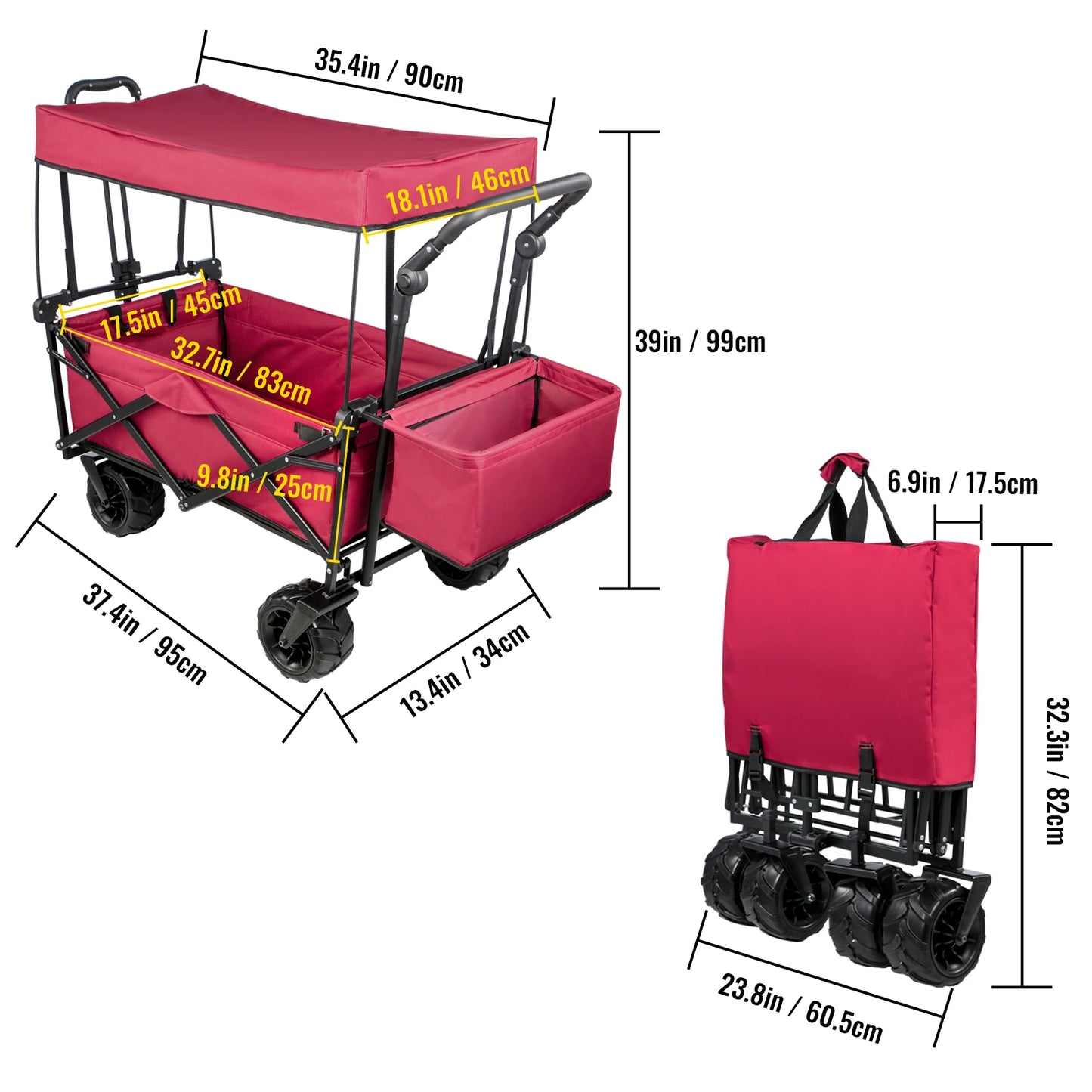 Nomadia Premieum – Chariot pliable XXL tout-en-1 pour plage, camping et courses