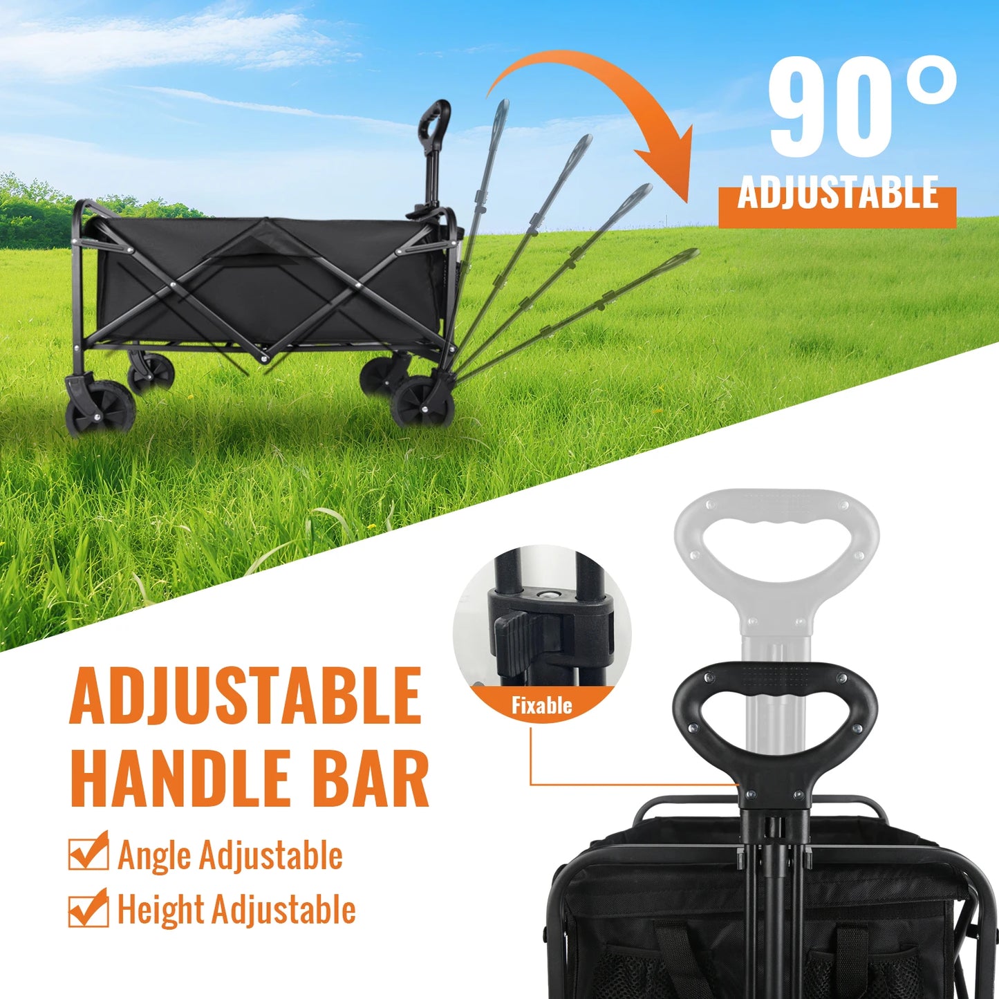 Nomadia Heavy Duty – Chariot pliable 4 roues grande capacité tout-terrain