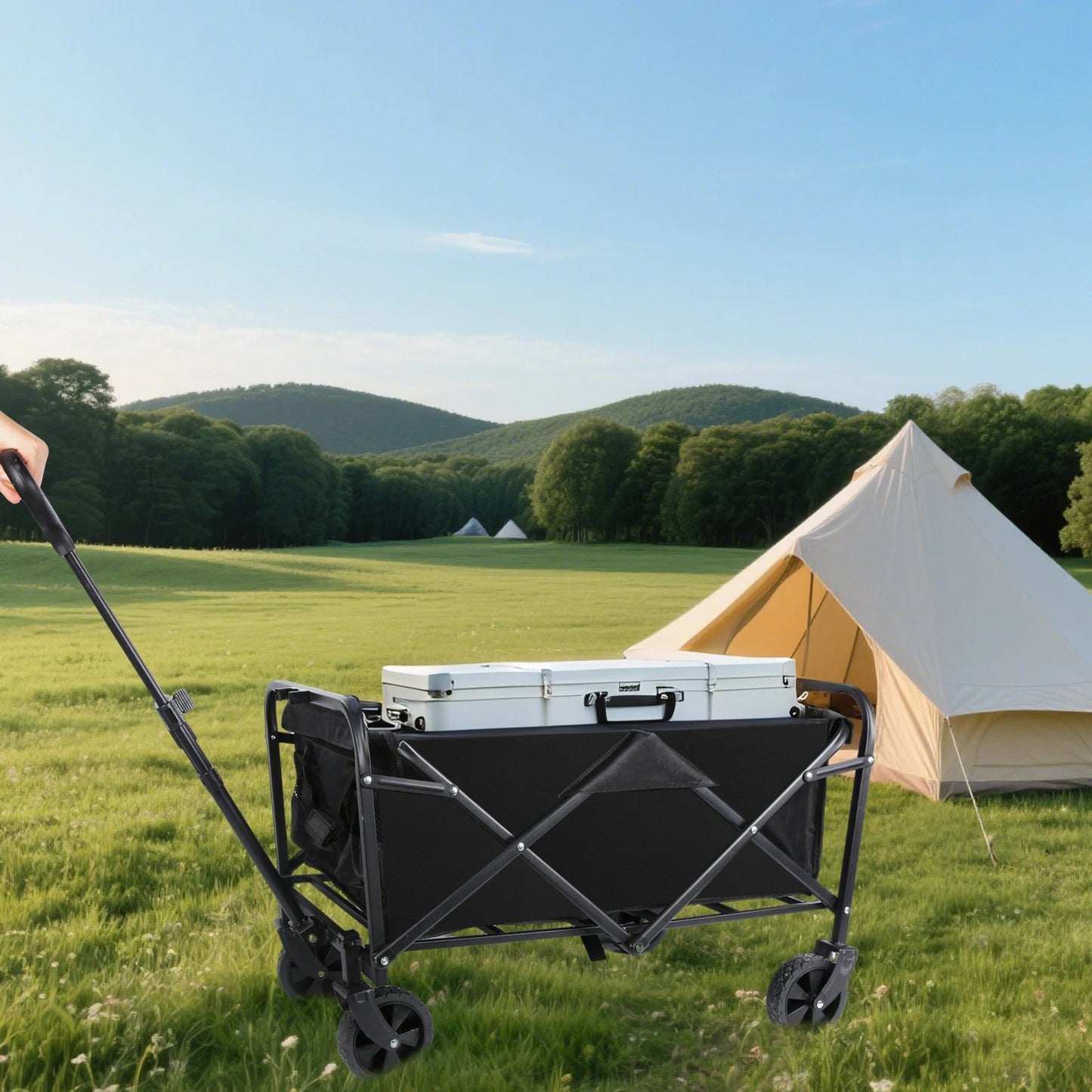 Nomadia Heavy Duty – Chariot pliable 4 roues grande capacité tout-terrain