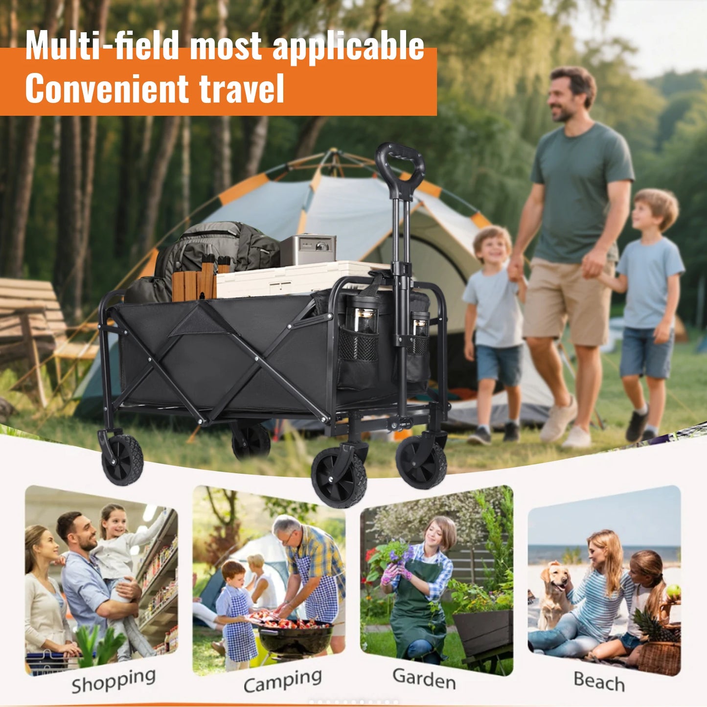 Nomadia Heavy Duty – Chariot pliable 4 roues grande capacité tout-terrain