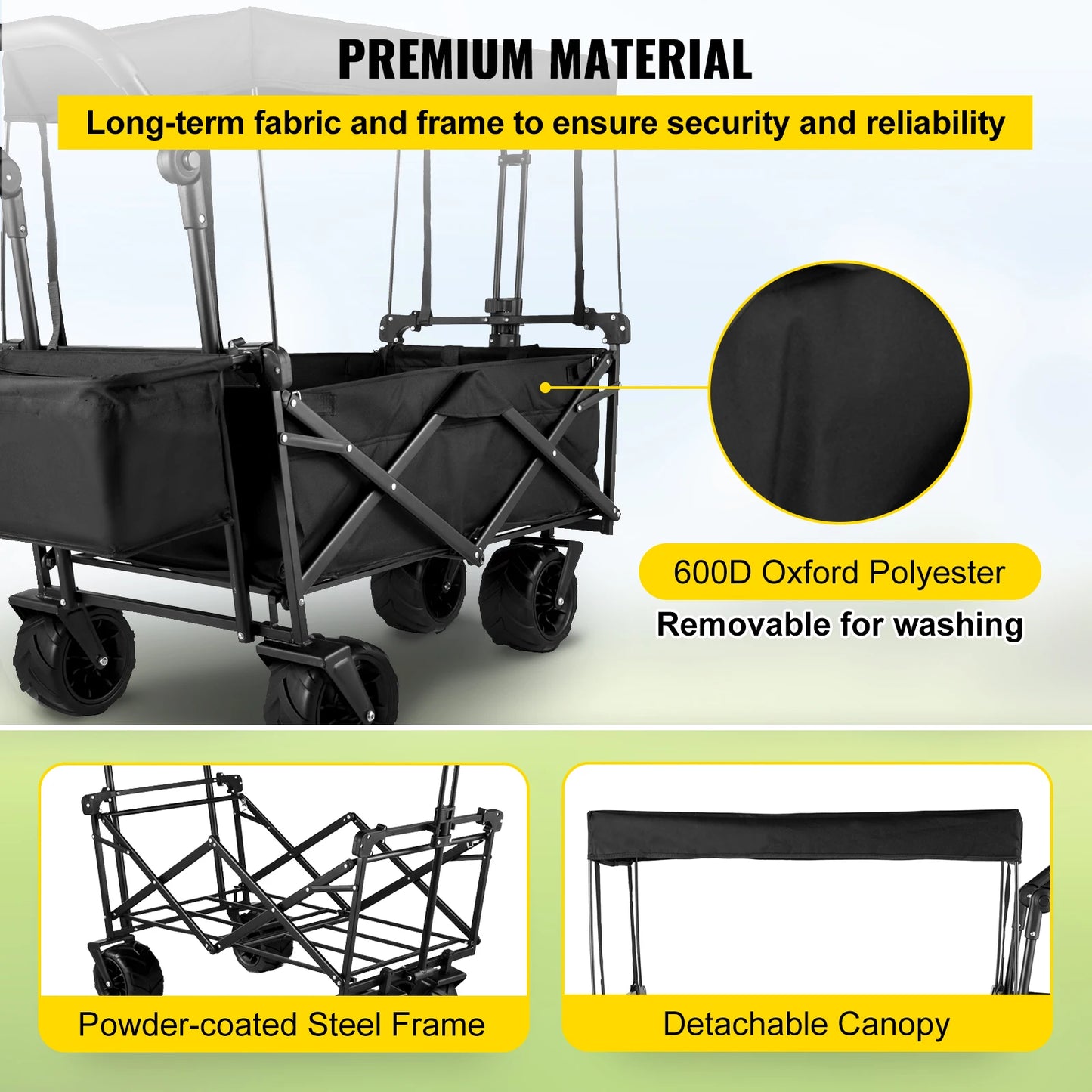 Nomadia Premieum – Chariot pliable XXL tout-en-1 pour plage, camping et courses