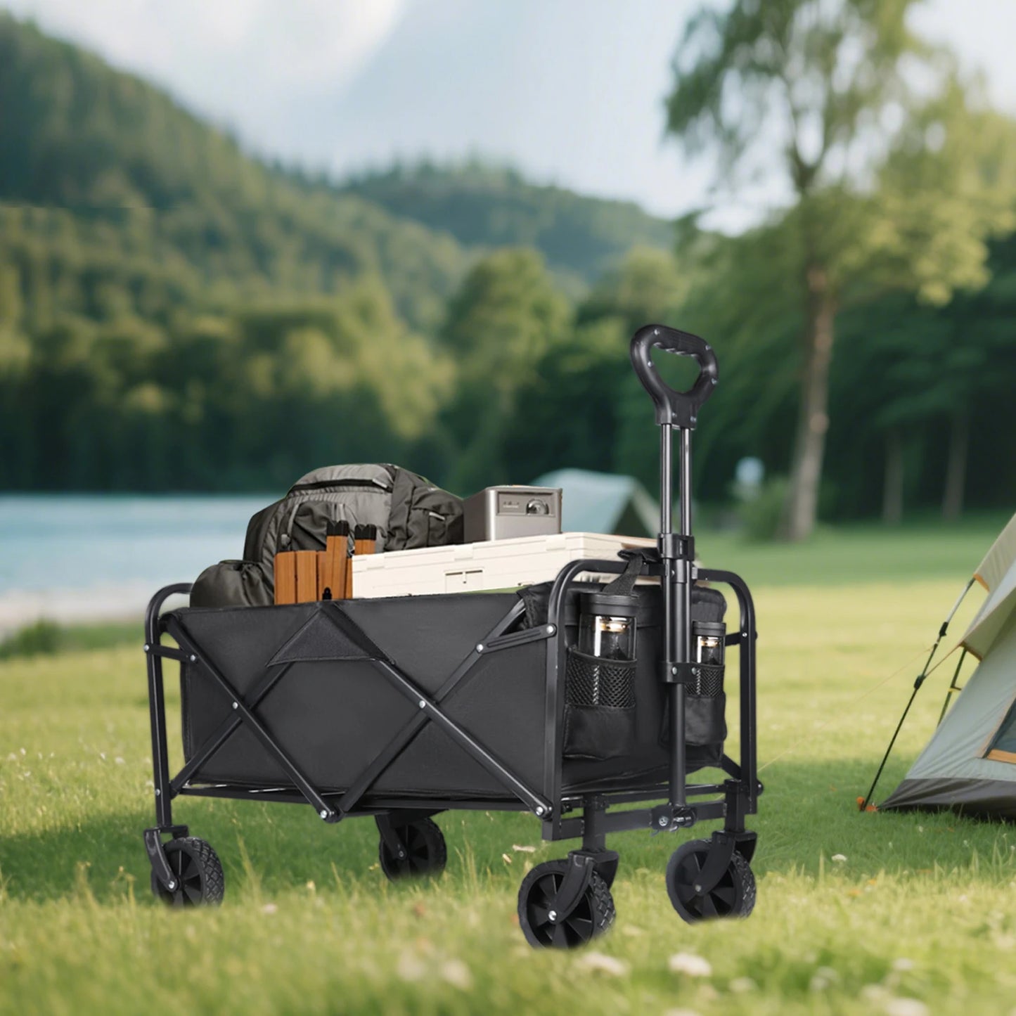Nomadia Heavy Duty – Chariot pliable 4 roues grande capacité tout-terrain