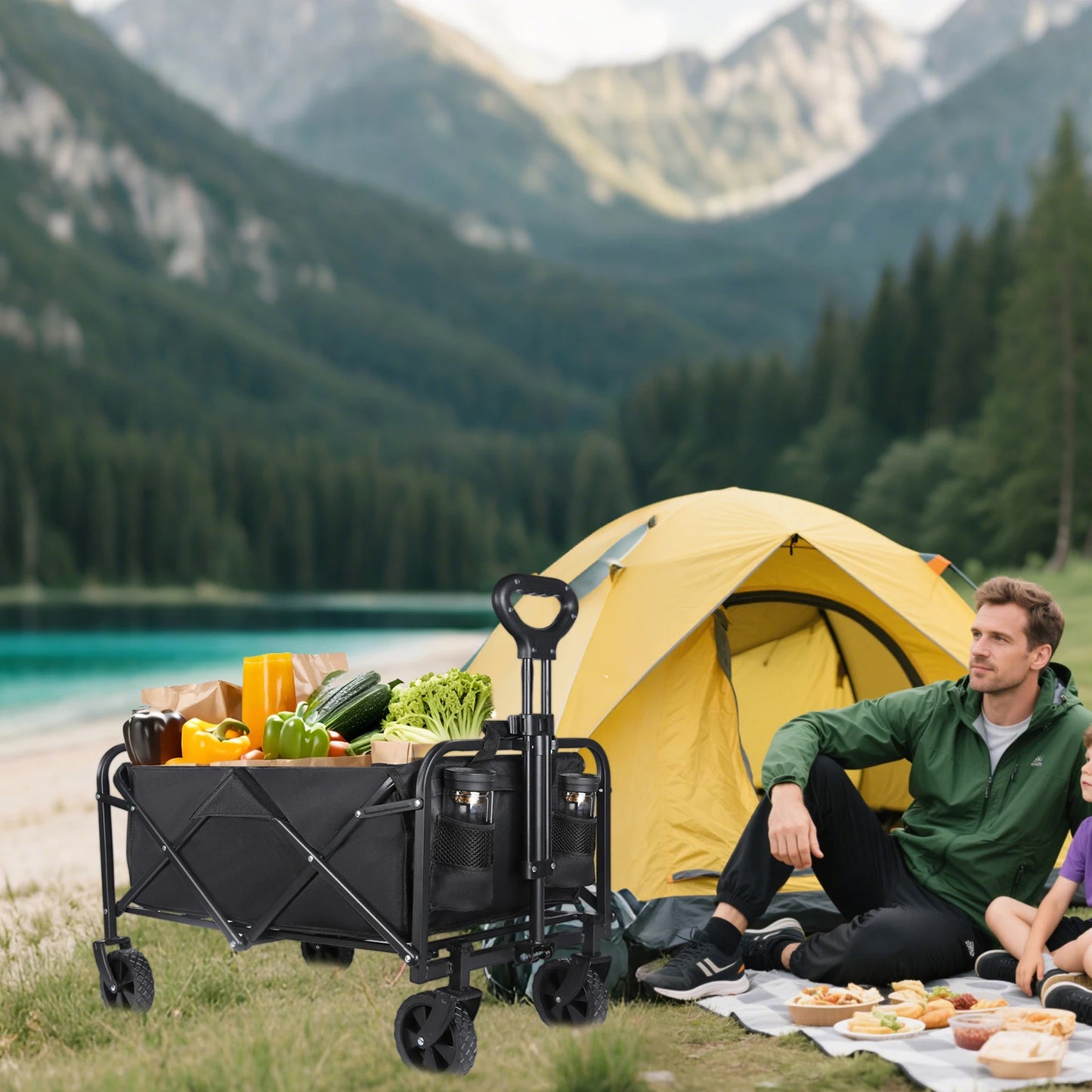 Nomadia Heavy Duty – Chariot pliable 4 roues grande capacité tout-terrain
