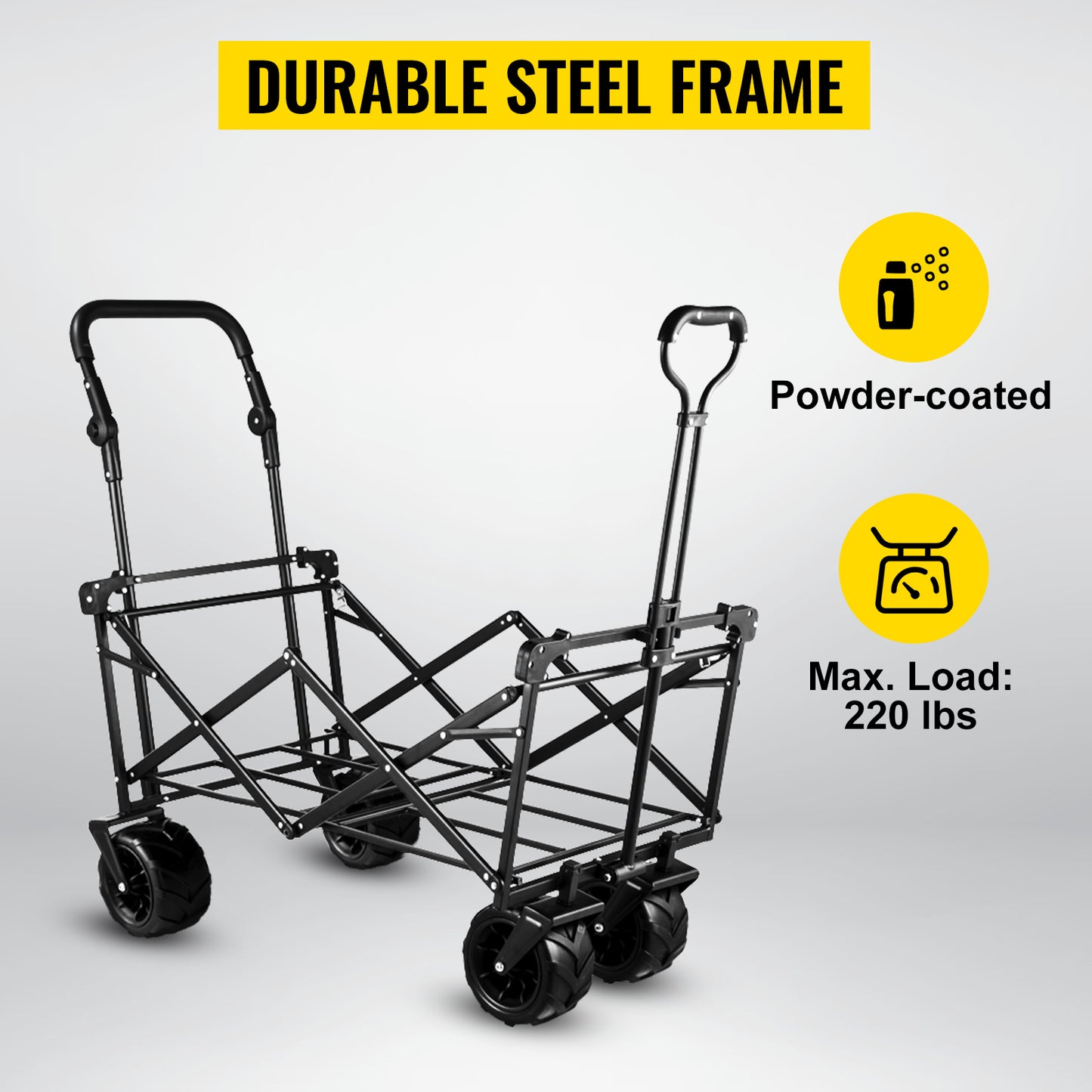 Nomadia Premieum – Chariot pliable XXL tout-en-1 pour plage, camping et courses