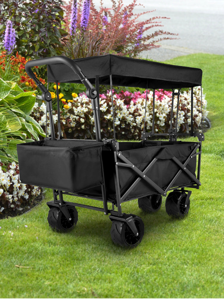 Nomadia Premieum – Chariot pliable XXL tout-en-1 pour plage, camping et courses